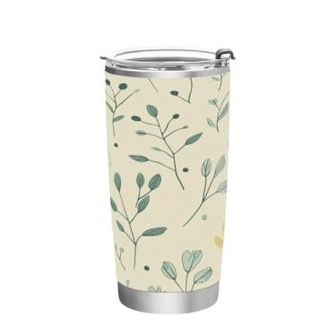 Imagem de Wassud Simple Line Art Copo de 590 ml com tampa e canudo, aço inoxidável, parede dupla, copo isolado para viagem caneca de café para bebidas frias e quentes