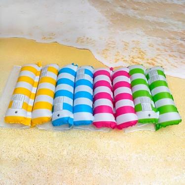 Imagem de Boia Flutuante de Rede para Piscina e Praia, 120x80cm, PVC e Nylon, Listras Coloridas, Suporta 70kg, Design Dobrável, Recomendado para Maiores de 10 Anos