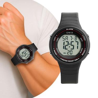 Imagem de Relógio Masculino Digital de Pulso Preto com Pulseira de Silicone à Pr