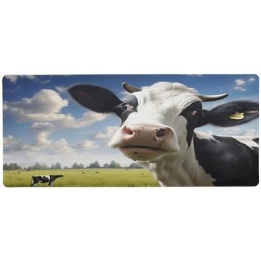 Imagem de Wassud Flower Cow(5) mousepad para jogos com base de borracha antiderrapante, mouse pad longo para teclado de computador com borda costurada, impermeável grande tapete de mesa para escritório, casa