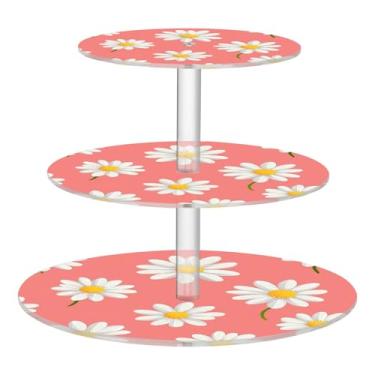 Imagem de CEBUGI Suporte redondo de 3 camadas para cupcake, suporte de bolo, torre, bandeja de servir em camadas de acrílico para chá, chá de bebê, casamento e mais