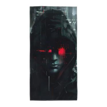 Imagem de SKKNT Toalha portátil com impressão da era hacker toalhas de banho confortáveis praia piscina viagem academia reutilizável ecológica