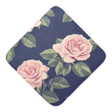 Imagem de Burbuja Toalha de banho de bebê rosa rosa em azul marinho - Toalha com capuz de algodão musselina absorvente macio para recém-nascido, 89 x 89 cm