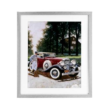 Imagem de Stupell Industries Impressão emoldurada retrô conversível Coupe & Driver Birch sob vidro, design por Wind River Studios, 40,6 x 33,5 cm