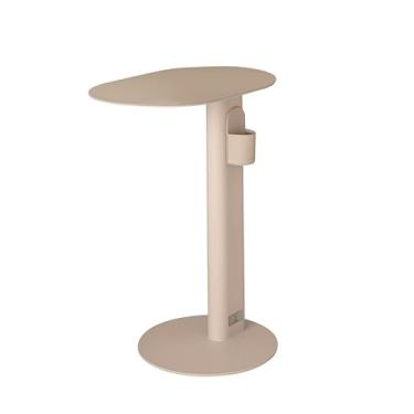 Imagem de ALUA - Mesa de centro oval minimalista moderna com acabamento em areia, resistente a arranhões, base estável para sala de estar, entrada e quarto (marrom rosa saara)