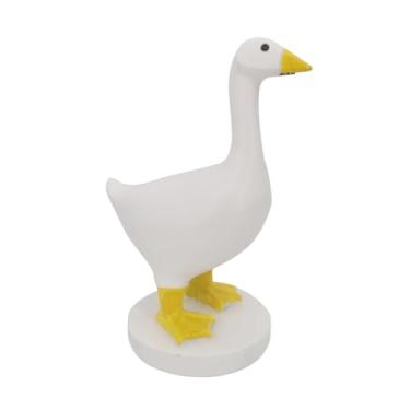 Imagem de ASHATA Porta-chaves de Ganso Magnético, Estátua Adorável de Resina Com Bico Magnético para Decoração de Casa, Cozinha, Quarto, Branco e Laranja (#2)