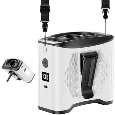 Imagem de Ventilador de cintura portátil com bateria de 10000 mAh e carregamento móvel, ventilador de mãos livres para pescoço/mesa | 4 velocidades de resfriamento 22H, luz SOS, visor LCD, carregamento rápido