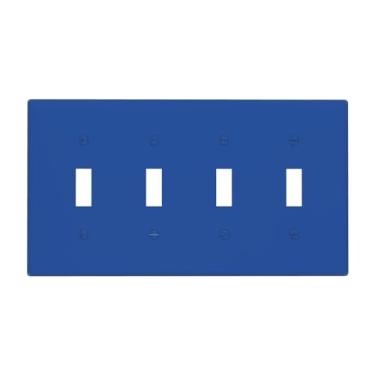 Imagem de Azul 4 Gang Quad Toggle Light Switch Cover Decorativo Elétrico Decorativo Quádruplo Dispositivo Interruptor Face Placa de Parede Sem Parafusos