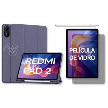 Imagem de Capa Smart Case para Xiaomi Redmi Pad 2 11'' – Magnética, Sleep/Wake, Suporte para Caneta, Tampa Magnética e Suporte Integrado (Cinza-azulado, Capa + Película + Caneta)