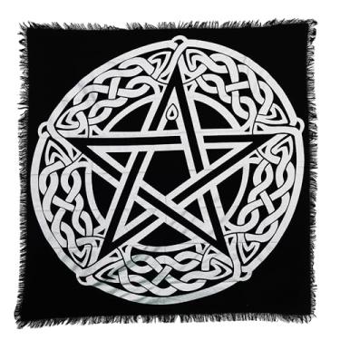 Imagem de Indian Consigners Tecido de altar, pentagrama celta, bruxaria, alter tarô, tecido wiccano, quadrado, espiritual, 24 por 24, sagrado (pentagrama celta prata)