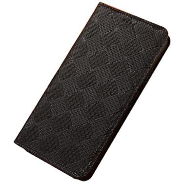 Imagem de POYUFRG Capa de couro genuíno para Honor Magic 8 Pro/Magic 8, capa carteira flip magnética para celular com função de suporte, preta, 8 Pro