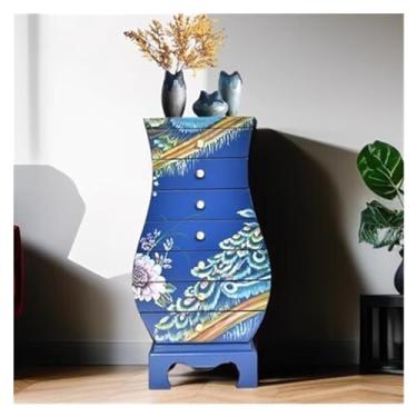 Imagem de Cômodas Cômoda com 7 gavetas, cômoda de madeira para armário, moderna para quarto, organização e armazenamento escritório, móveis(Blue)