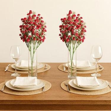 Imagem de Arranjo de Flor Mosquitinho Decorativa Vermelha, Plástico, 34cm de Comprimento, Kit com 2 Unidades para Decoração de Ambientes na cor vermelha