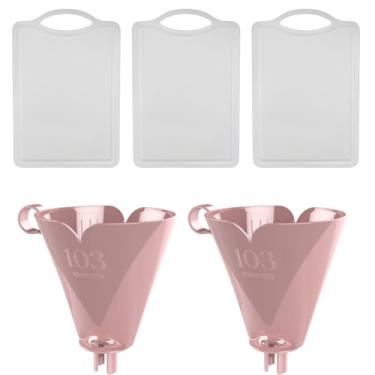 Imagem de Kit com 2 Suporte de Filtro de Café Rosa 103 + 3 Tábua de Corte Plástica Atóxica Branca