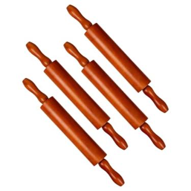 Imagem de VieWood Rolo de massa de madeira, conjunto de 4 rolos de massa de madeira para assar pizza, tortas, biscoitos e pastelaria, alças confortáveis