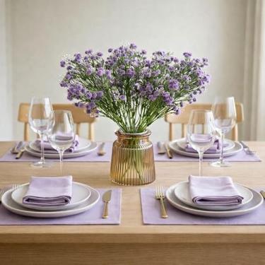 Imagem de Arranjo de Flor Mosquitinho Decorativa Artificial, lilas, Plástico, 34cm, Kit com 4 Unidades