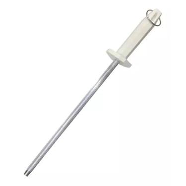 Imagem de Chaira Estriada Profissional Açougue 8 Polegadas Aço Carbono - Afiador Manual Realinha Gume Sanitized, Corte Preciso Churrasco