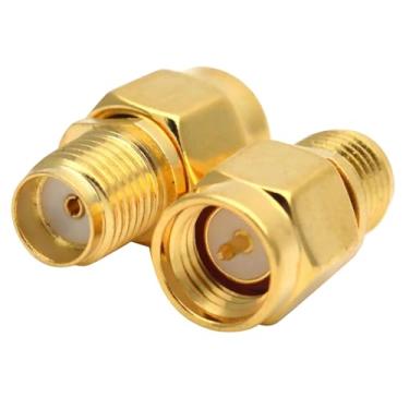 Imagem de Conector de cabo coaxial SMA SMA fêmea para macho conversor adaptador coaxial RF 2 peças
