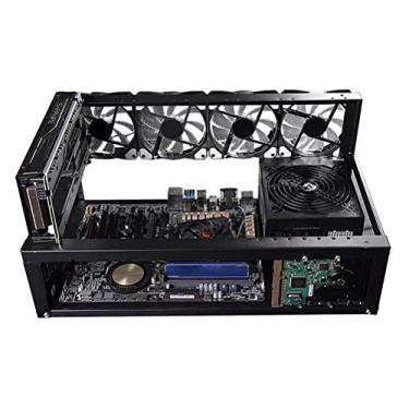 Imagem de Sanpyl Quadro de Mineração de Minerador de Ar Aberto de SECC GPU Mining Frame Suporta 6-8 GPUs Perfeito para Profissionais de Mineração (preto)