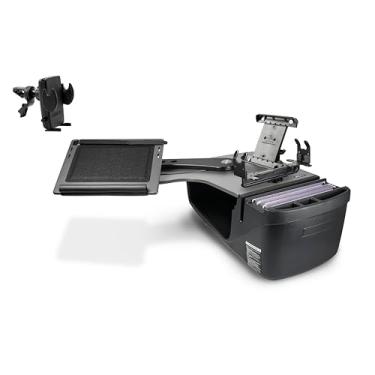 Imagem de Reach Desk banco traseiro cinza com suporte para impressora, suporte para tablet e clipe de ventilação do telefone