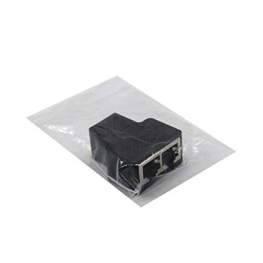 Imagem de ZEZEFUFU 2 Pcs 1 a 2 RJ45 Adaptador Divisor 8P8C Ethernet Acoplador Divisor Duplo Socket Interface Contato Modular Plug Connect Rede LAN Internet