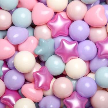 Imagem de Realhaha Bolas Star Ball Pits para crianças, 100 peças de bolas de plástico para bebês, bolas de brincar para piscina, escorregador, cercadinho para meninos e meninas, sereia rosa pérola