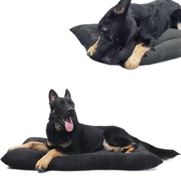 Imagem de Cama de cachorro indestrutível para mastigadores agressivos, almofada durável à prova de mastigação para cães grandes, tapetes resistentes para cães laváveis para canil, preto, GG 104 x 71 cm