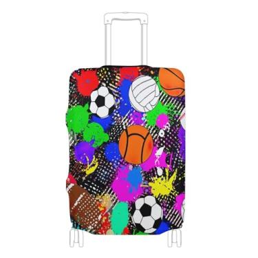 Imagem de Joisal Bolas esportivas coloridas capas de basquete para malas protetoras de bagagem, capa de bagagem de viagem estética lavável para mulheres, P, serve para estojo de 45 a 50 cm, Bolas esportivas