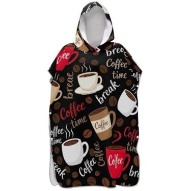 Imagem de Joisal Roupão vintage para troca de chávenas de café para adultos, poncho de surfe, plus size, adulto, para mulheres, toalha de banho com capuz de praia