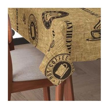 Imagem de Toalha de Mesa Térmica Impermeável Estampada 4–12 Lugares Proteção para Mesa Cozinha Jantar (Café Brasil,12 Lugares: 3,50m x 1,40m)