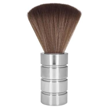 Imagem de Espanador de pescoço de barbeiro galvanizado prata escova de cerdas suaves para limpeza de corte de cabelo salão profissional