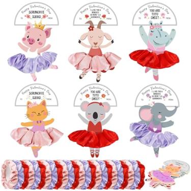 Imagem de Nlicrst 24 conjuntos de presentes de dia dos namorados para crianças com scrunchies e bailarinas cartões para sala de aula, festa de dia dos namorados, sacos de presente, prêmios de troca
