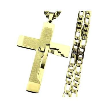 Imagem de Colar Com Pingente De Cruz Cristã Em Cor Dourada Para Mulheres E Homen