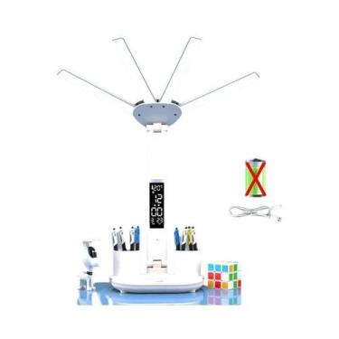 Imagem de Luminária De Mesa LED Recarregável Com Ventilador E Display De Relógio