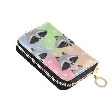 Imagem de Carteiras femininas à prova d'água com zíper em torno de porta-cartões de crédito com bloqueio de RFID fofo desenho guaxinim pastel carteira masculina com bolso para moedas