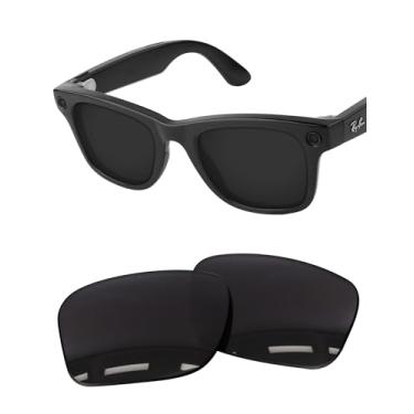 Imagem de Forobb Lentes de reposição polarizadas de 1,6 mm compatíveis com óculos inteligentes Ray-Ban Meta Wayfarer RW4008 de 53 mm, Preto de carbono - policarbonato polarizado, One Size