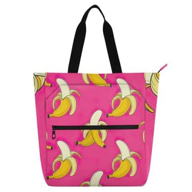 Imagem de GAIGEO Sacola feminina de lona para trabalho, bolsa de pano, universidade, escola, utilitária, bolsa infantil com compartimentos