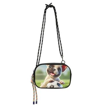 Imagem de TSENQUE Bolsa feminina Bulldog para cães de futebol e cachorro, bolsa tiracolo pequena, bolsa de telefone com alça bolsas de ombro com estampa de animal