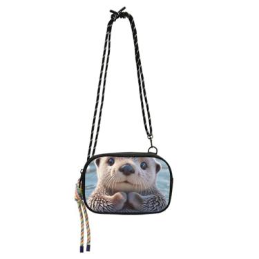 Imagem de TSENQUE Linda bolsa feminina com estampa de lontra para bolsa tiracolo pequena para Iphone bolsa de viagem pequena bolsa de ombro bolsas de cinto