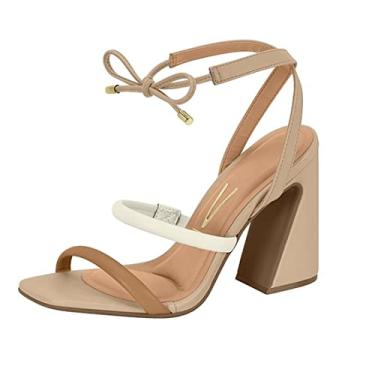 Imagem de Sandália Vizzano Amarração Salto Bloco Feminino, Creme, 36