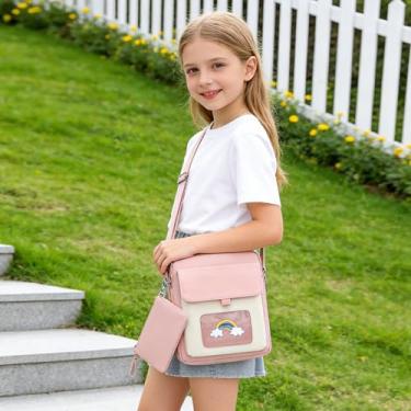 Imagem de Bolsa tiracolo feminina de nylon com vários bolsos bolsa de ombro à prova d'água floral carteiro bolsas e bolsas rosa