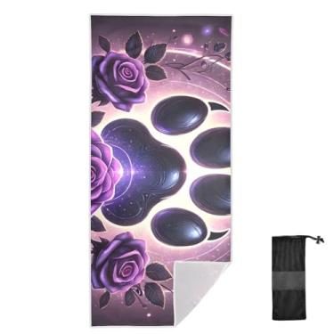 Imagem de Joitme Paw Rose Toalhas roxas, 76 x 152 cm, toalhas de banho para meninas, toalhas de piscina para crianças