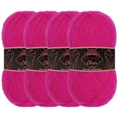 Imagem de JubileeYarn Fio de Elixir Mohair – Mistura de Lã para Bebês 50 g/novelo – Violet Fizz – 4 novelos