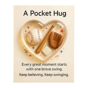 Imagem de Abraço de bolso com tema esportivo, coleção de abraços de bolsos com vales-presente inspiradores, bola em forma de coração, suporte emocional, cartão de boa sorte, com vales-presente inspiradores