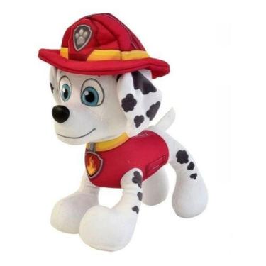 Imagem de Pelúcia Marshall 30cm Patrulha Canina 1353 Sunny Brinquedos, Branco e 
