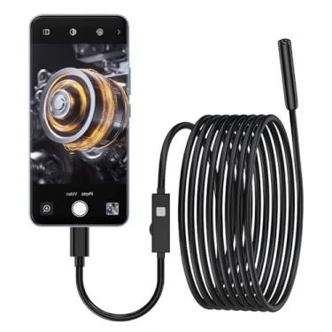 Imagem de Endoscópio com luz, endoscópio HD 1920p com 8 luzes LED ajustáveis, câmera serpente semirrígida, ferramenta de inspeção à prova d'água IP67 para iPhone e Android - 1 m