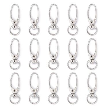 Imagem de 20 peças de fechos de pressão giratórios de ferro, fechos de garra de lagosta de platina, suprimentos para fabricação de joias para chaveiro, clipe de cordão e tiras, bolsas de couro, 3,7 x 1,3 cm