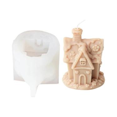 Imagem de Molde De Silicone Para Velas Em Forma De Casa De Natal 3D DIY Chalé Ar