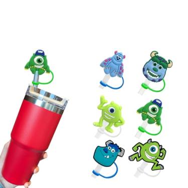 Imagem de 6 peças de cobertura de canudo de silicone reutilizáveis, acessórios para copos Stanley, tampa de palha fofa para canudos Stanley Topper de 10 mm