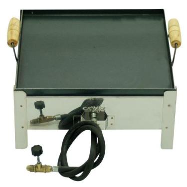 Imagem de Fogão Fogareiro Inox Camping 1 Boca Alta Pressão Reforçado 34,5 X 34,5